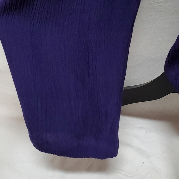 VINTAGE 90s Eggplant Purple Crinkle Material Two-Piece Jumpsuit Sag Harbor Med - Picture 6 of 16